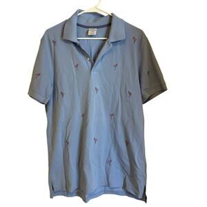 Brooks Brothers Flamingo Embroidery Performance Polo Shirt Large 100% Cotton